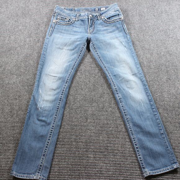 Miss Me Jeans Women's 30x31 Blue Skinny Thick Stitching - Picture 1 of 9